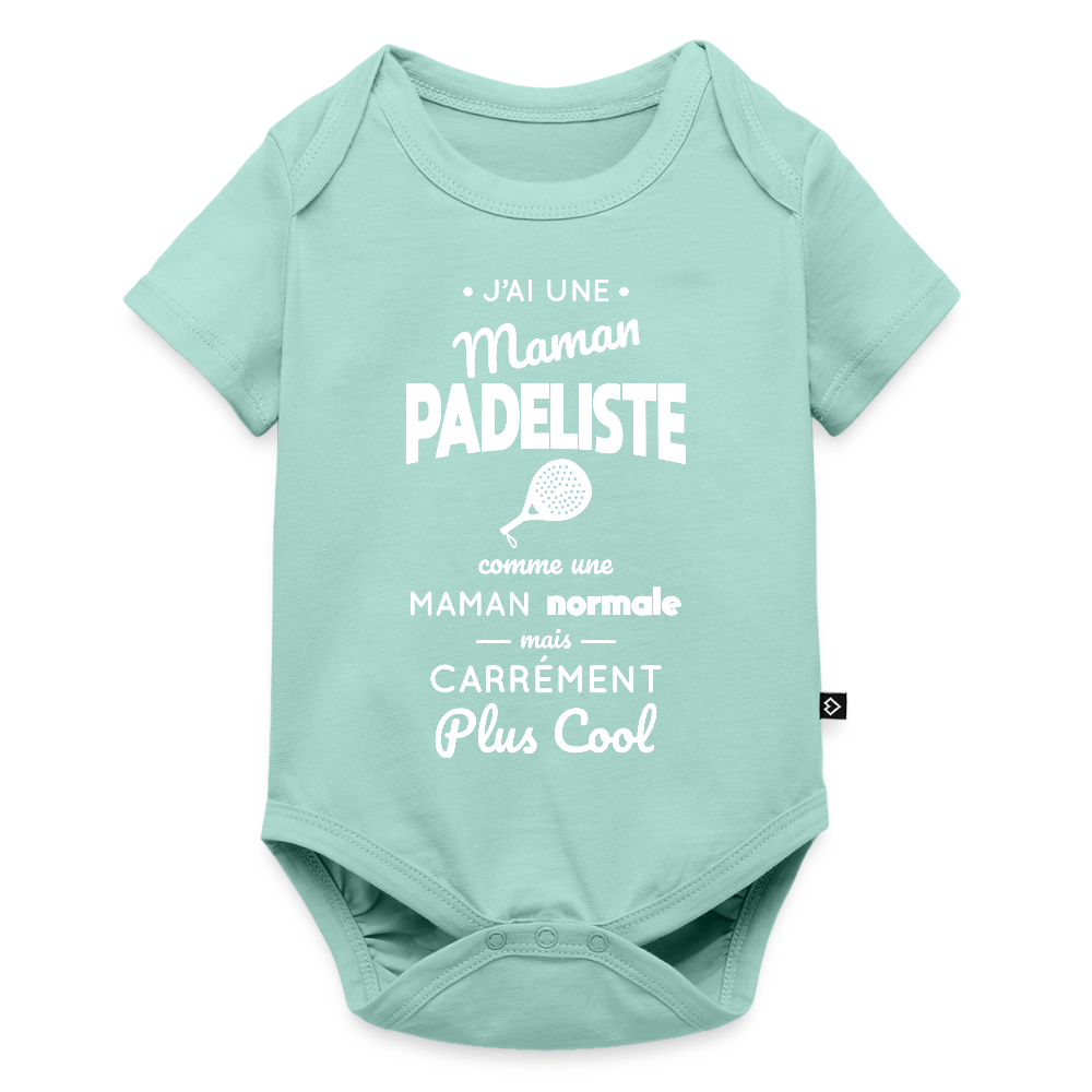 Body Bébé bio manches courtes - J'ai une maman padeliste - menthe 