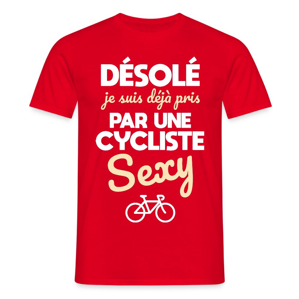 T-shirt Homme - Je suis pris par une cycliste sexy - rouge