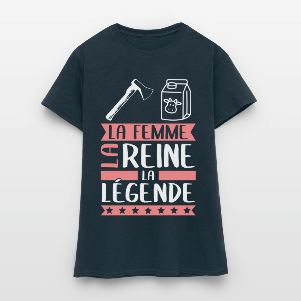 T-shirt femme Ashley rébus – La femme, la reine, la légende - marine