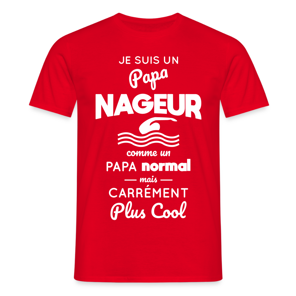 T-shirt Homme - Papa nageur plus cool - rouge