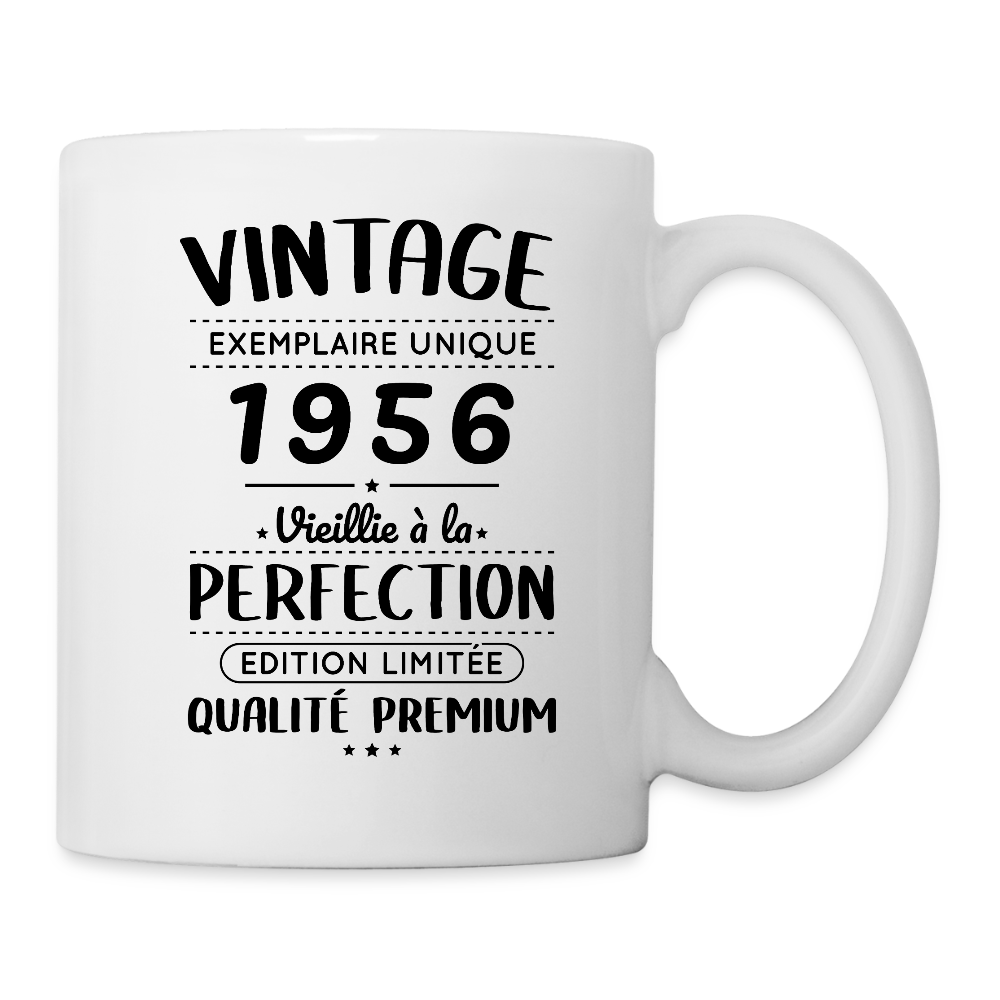 Mug blanc anniversaire femme 70 ans – Vintage 1956 – Perfection - blanc