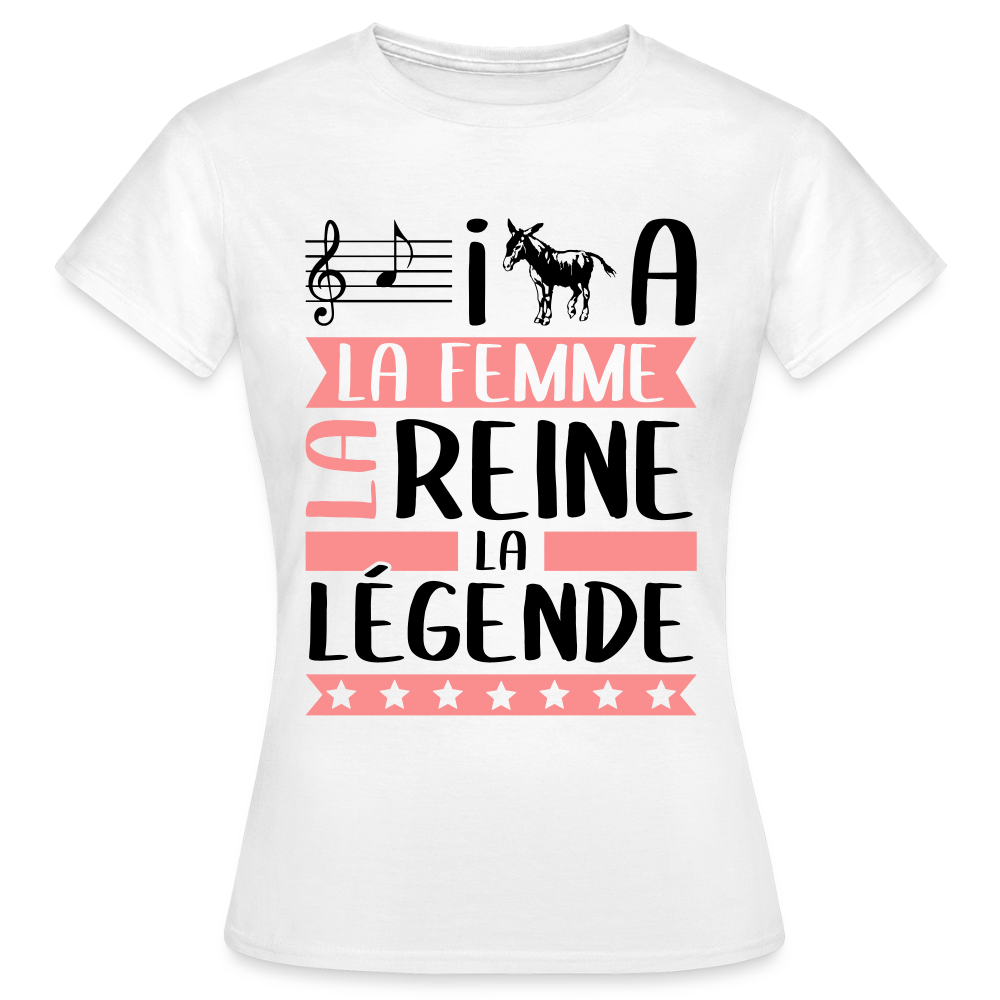 T-shirt femme coloris clair Layana rébus – La femme, la reine, la légende - blanc