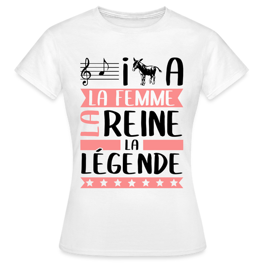 T-shirt femme coloris clair Layana rébus – La femme, la reine, la légende - blanc