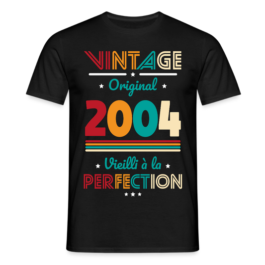 T-shirt Homme - Anniversaire 21 Ans - Vintage Original 2004 - noir