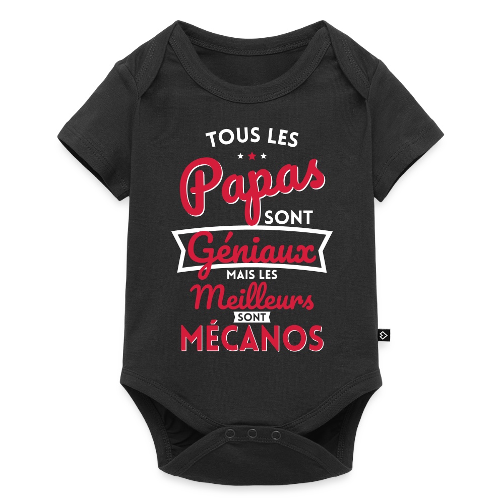Body Bébé bio manches courtes - Papas géniaux - Les meilleurs sont mécanos - noir