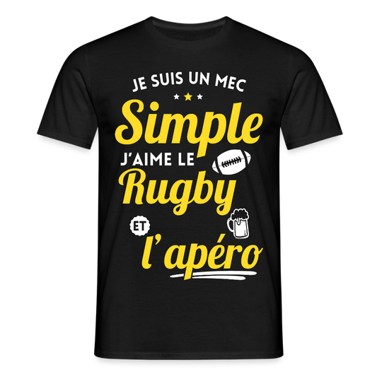 T-shirt Homme - J'aime le  rugby et l'apéro - noir