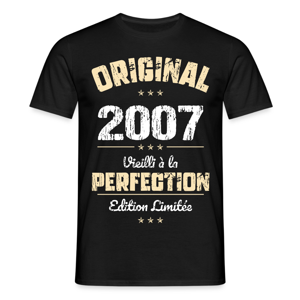 T-shirt Homme - Anniversaire 18 Ans - Original 2007 - noir
