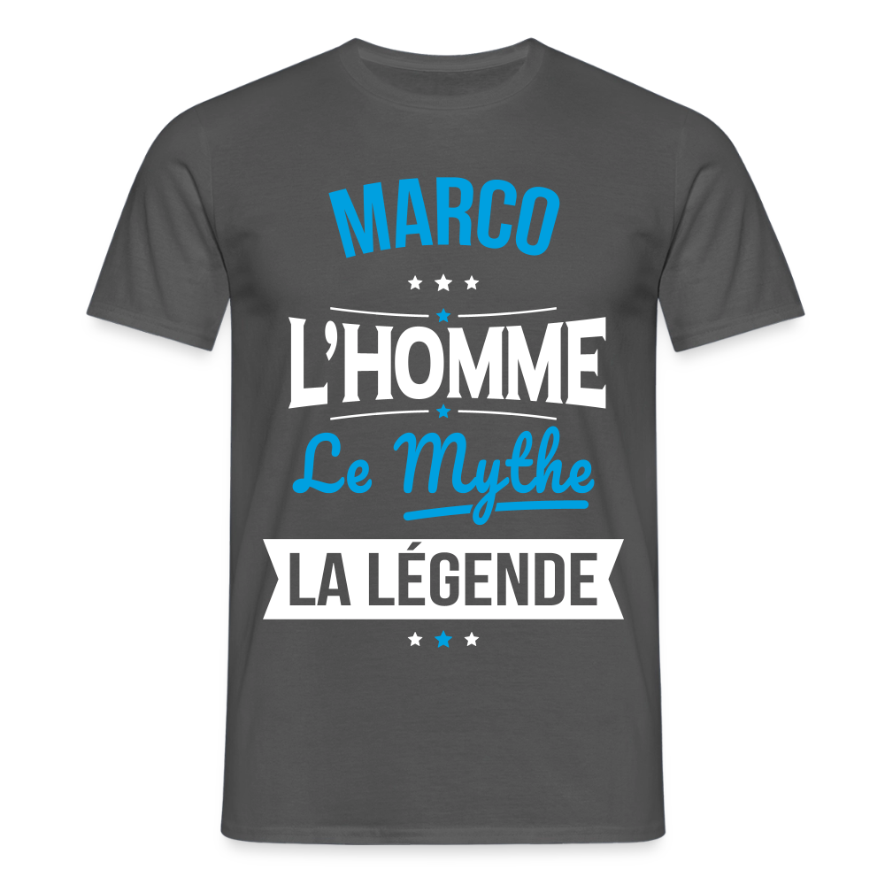 T-shirt Marco l’homme le mythe la légende – Cadeau original homme - charbon