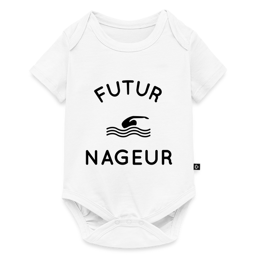 Body Bébé bio manches courtes - Futur nageur - blanc