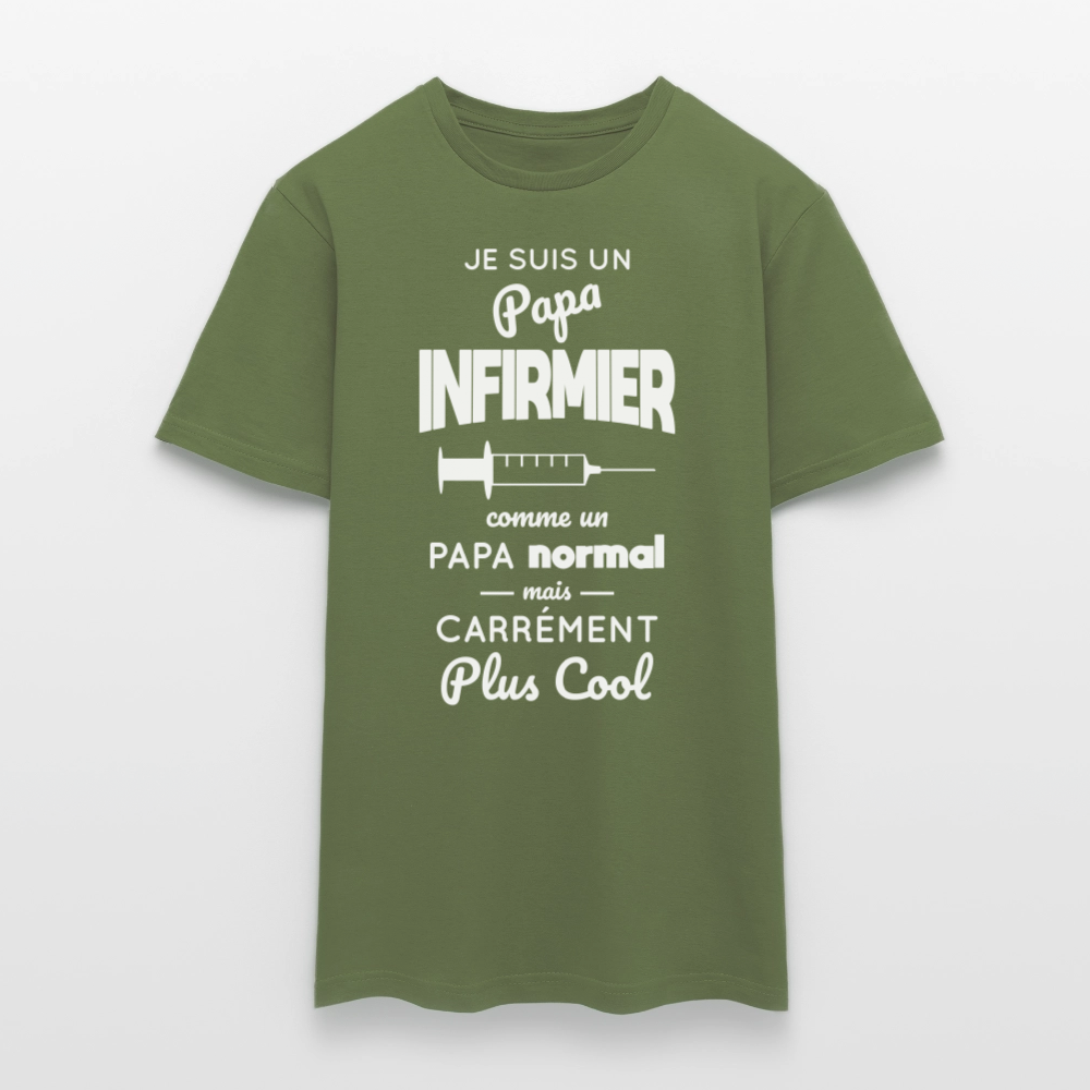 T-shirt Homme - Papa infirmier plus cool - vert militaire
