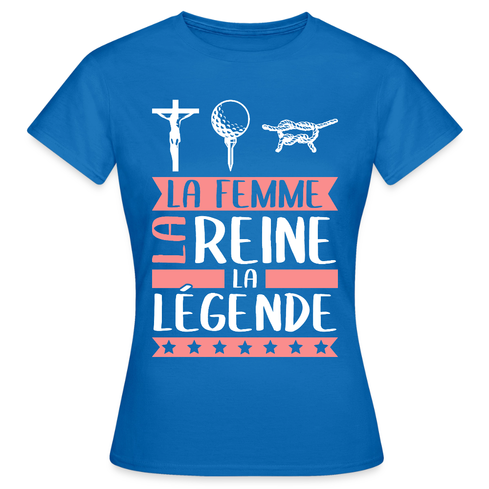 T-shirt femme Christine rébus – La femme, la reine, la légende - bleu royal