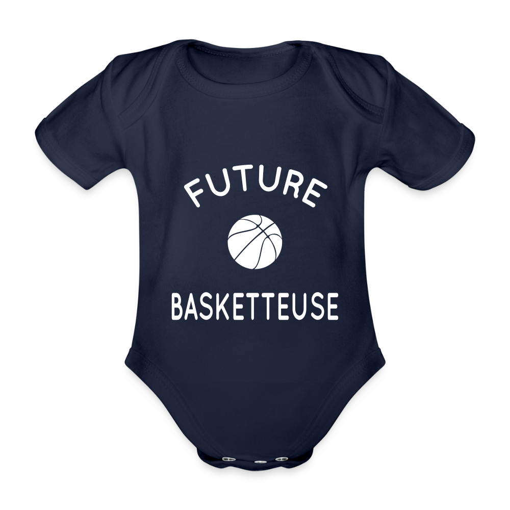 Body Bébé bio manches courtes - Future basketteuse - marine foncé