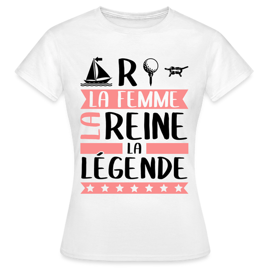 T-shirt femme coloris clair Martine rébus – La femme, la reine, la légende - blanc