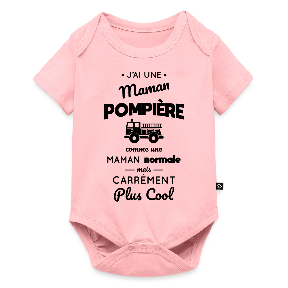 Body Bébé bio manches courtes - J'ai une maman pompière - rose