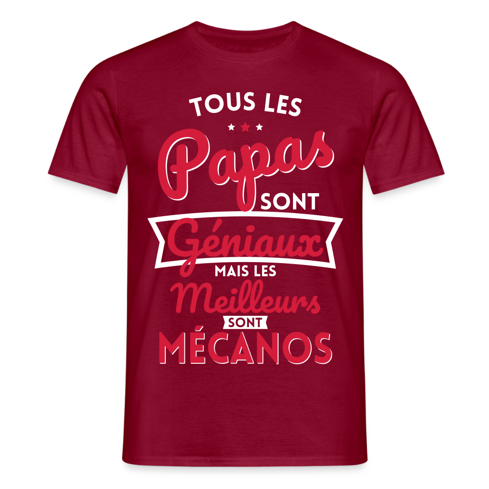 T-shirt Homme - Papas géniaux - Les meilleurs sont mécanos - rouge brique
