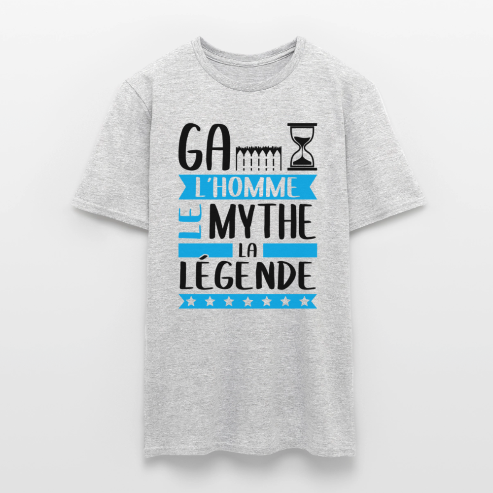 T-shirt homme coloris clair Gaëtan en rébus – L’homme, le mythe, la légende - gris chiné