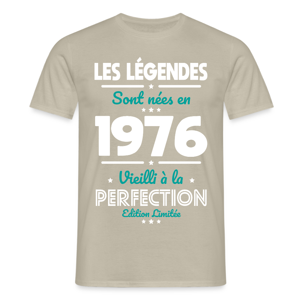 T-shirt anniversaire homme 50 ans – Les légendes sont nées en 1976 - beige sable
