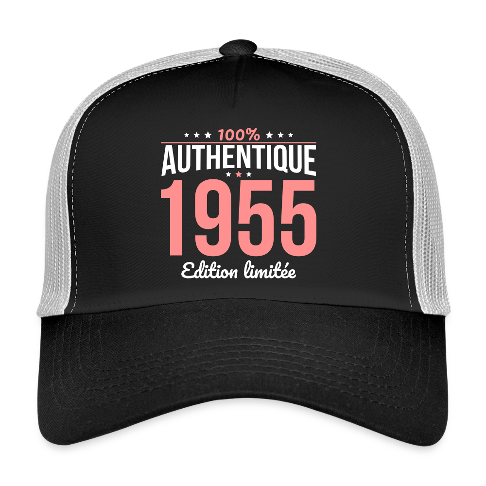 Casquette Trucker - Anniversaire 70 Ans - 100% Authentique 1955 - noir/gris pierre