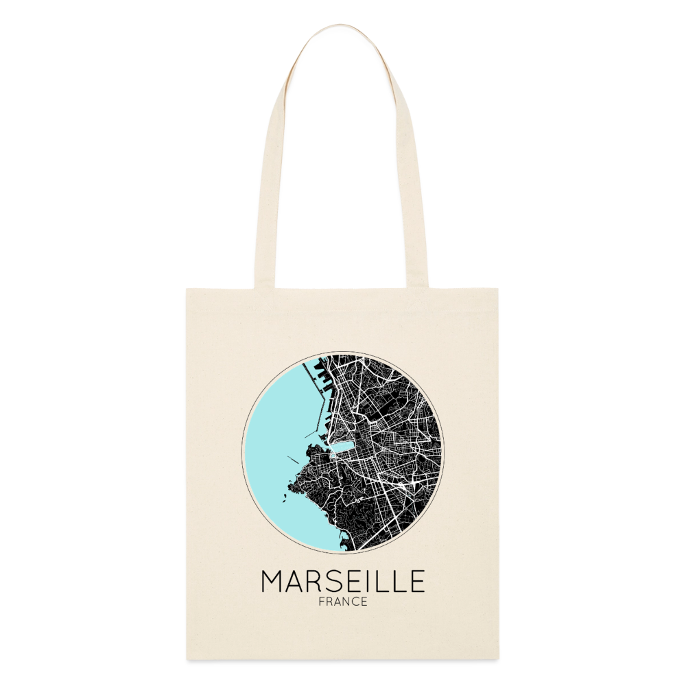 Tote Bag Marseille Bio Coloris Clair – Plan de Marseille - écru doux