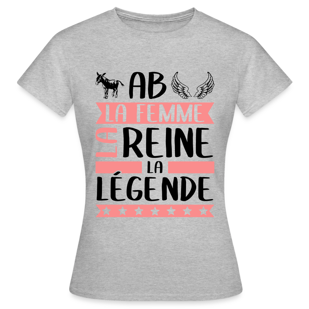 T-shirt femme coloris clair Annabelle rébus – La femme, la reine, la légende - gris chiné