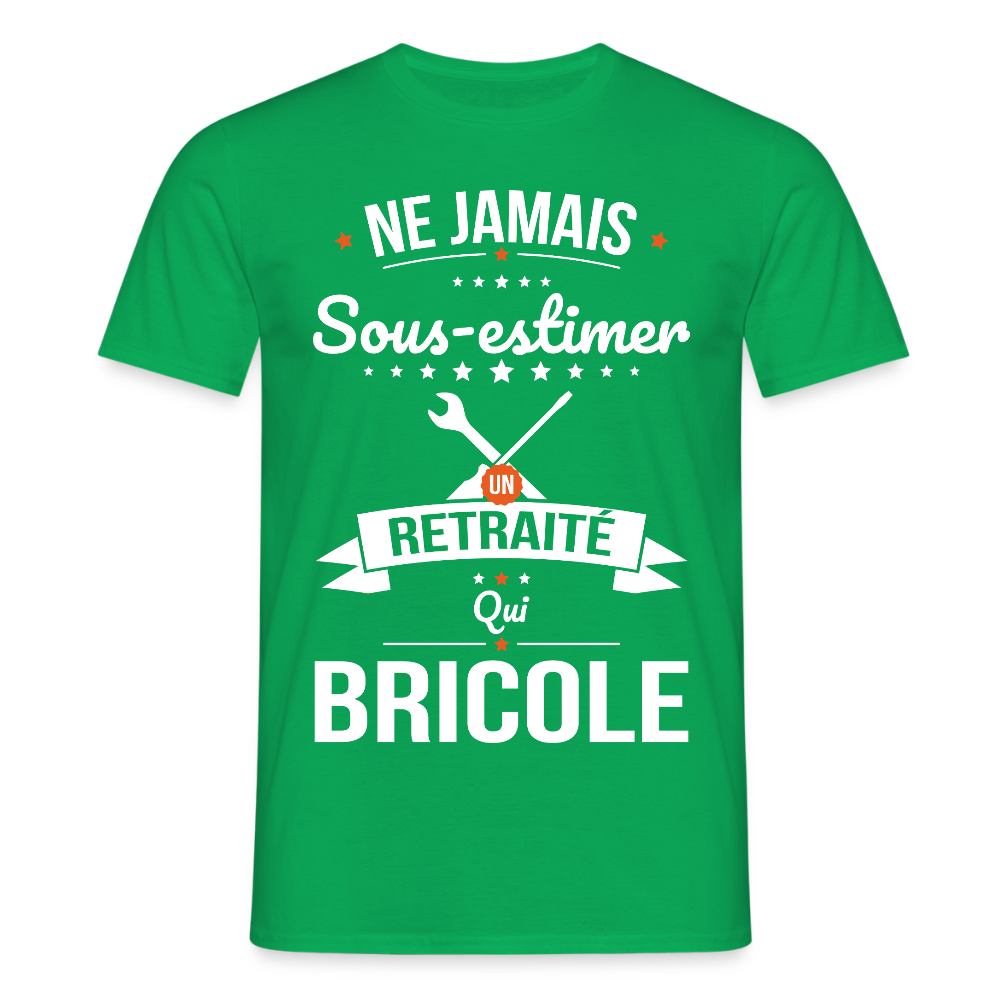 T-shirt Homme - Ne jamais sous-estimer un retraité qui bricole - vert