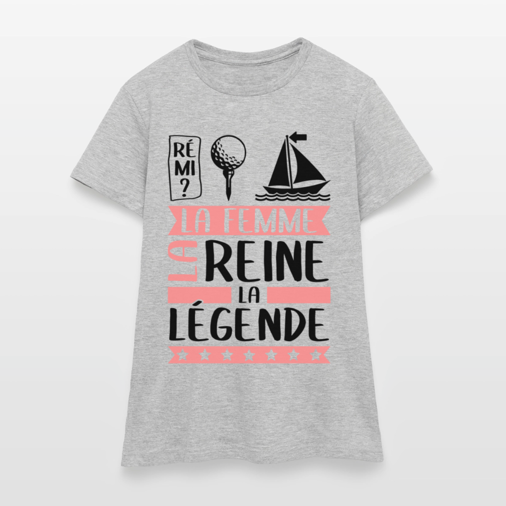 T-shirt femme coloris clair Fatima rébus – La femme, la reine, la légende - gris chiné