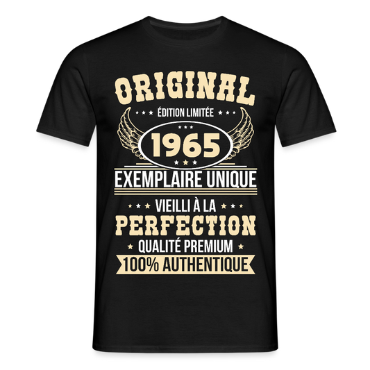T-shirt Homme - Anniversaire 60 Ans - Original 1965 - noir