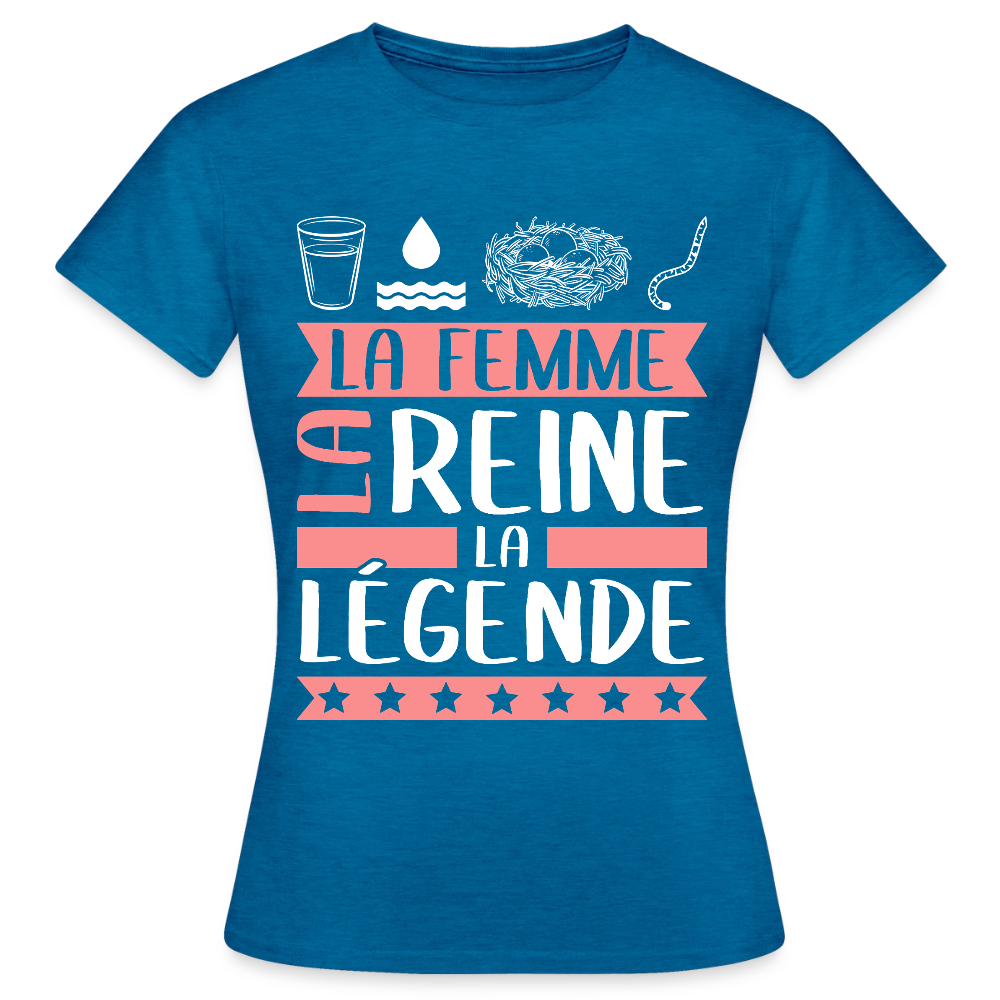 T-shirt femme Véronique rébus – La femme, la reine, la légende - bleu saphir antique chiné
