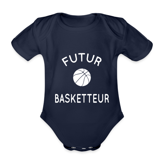 Body Bébé bio manches courtes - Futur basketteur - marine foncé