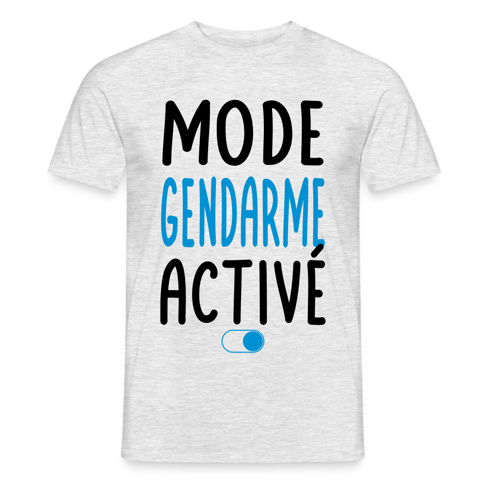 T-shirt Homme coloris clair - Mode gendarme activé - Cadeau gendarme - gris chiné
