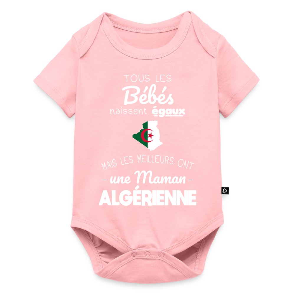Body Bébé bio manches courtes - Les Meilleurs Ont Une Maman Algérienne - rose