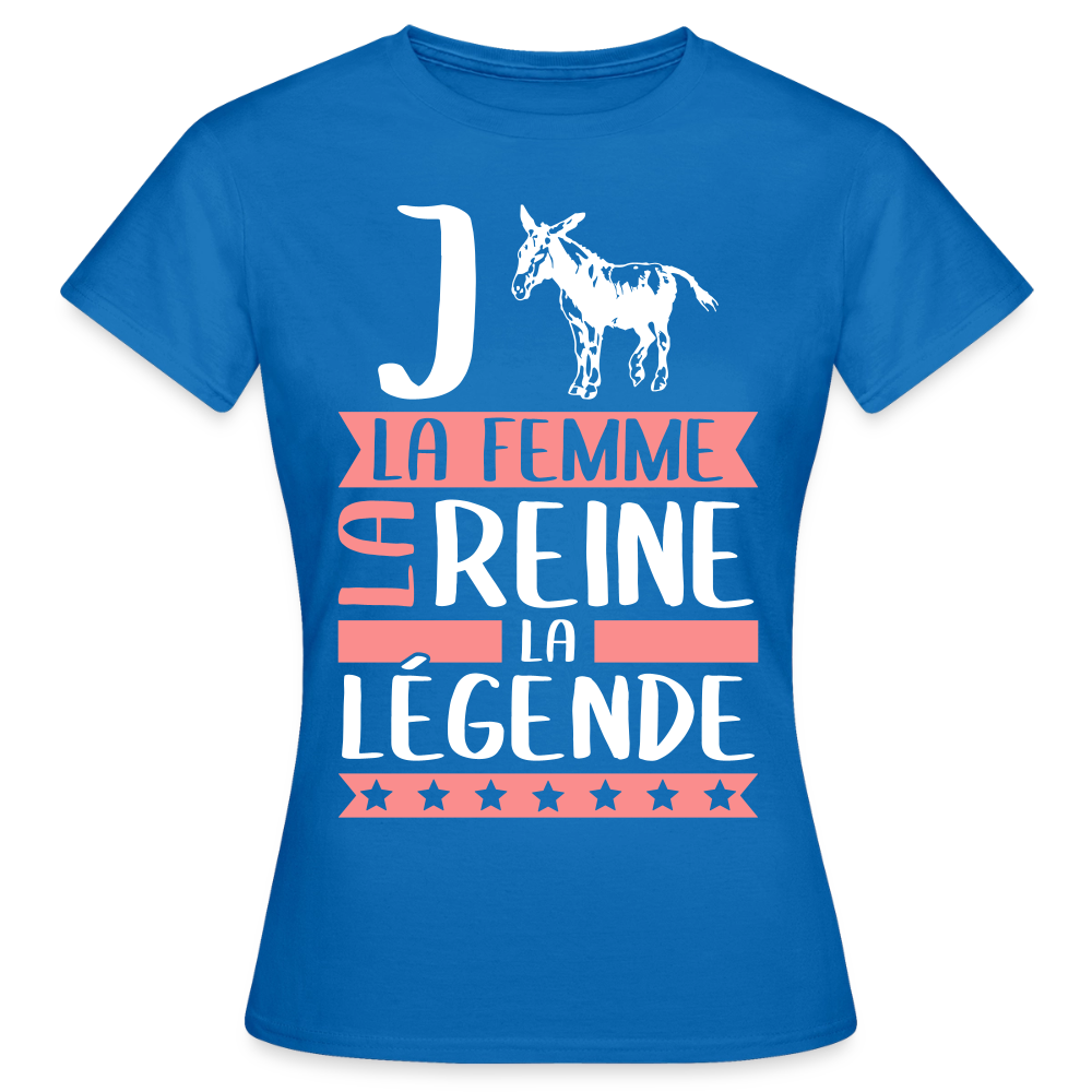 T-shirt femme Jeanne rébus – La femme, la reine, la légende - bleu royal