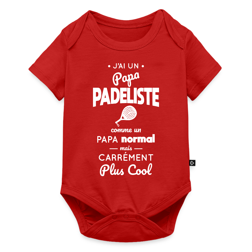 Body Bébé bio manches courtes - J'ai un papa padeliste - rouge