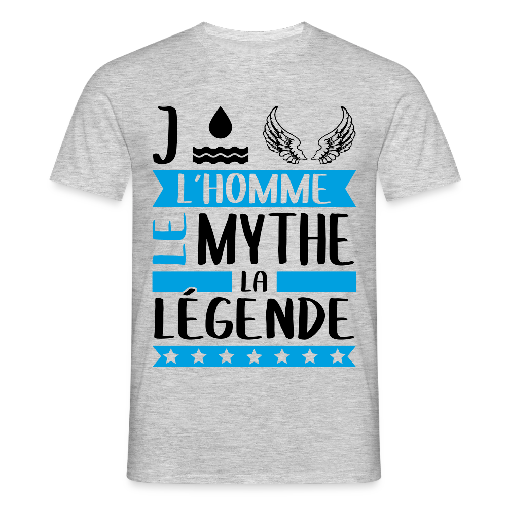 T-shirt homme coloris clair Joël en rébus – L’homme, le mythe, la légende - gris chiné