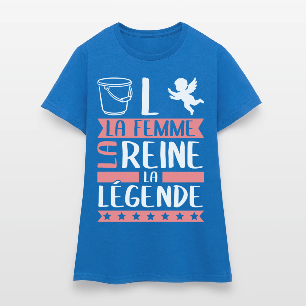 T-shirt femme Solange rébus – La femme, la reine, la légende - bleu royal