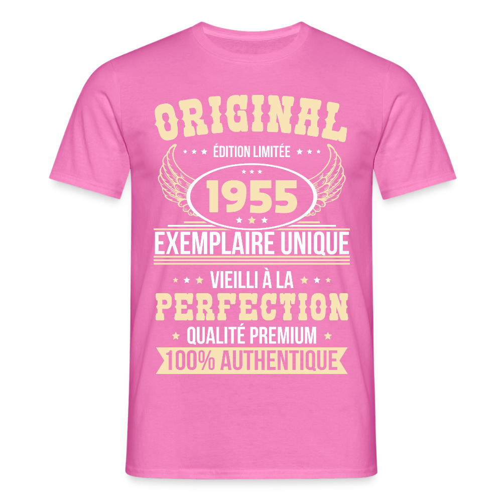 T-shirt Homme - Anniversaire 70 Ans - Original 1955 - rose