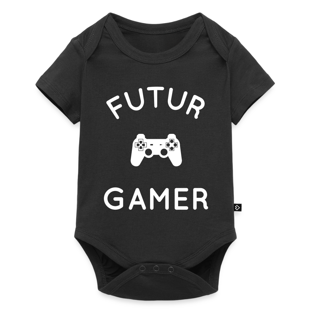 Body Bébé bio manches courtes - Futur gamer - noir