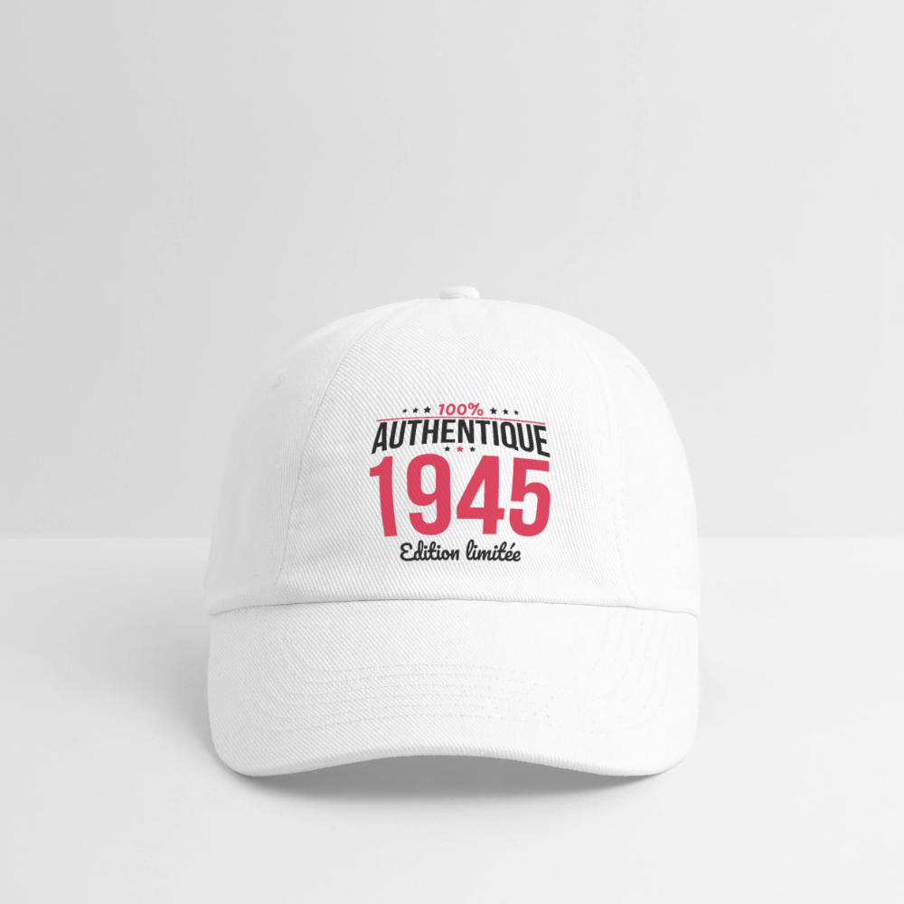 Casquette classique - Anniversaire 81 Ans - 100% Authentique 1945 - blanc/blanc