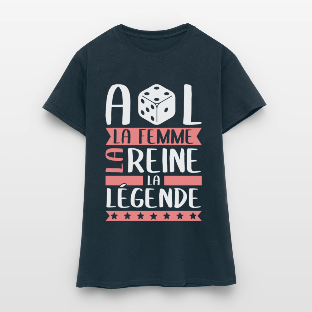 T-shirt femme Adèle rébus – La femme, la reine, la légende - marine