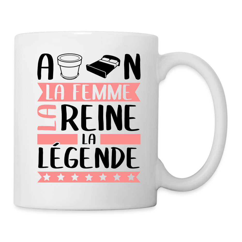 Mug blanc Apolline rébus – La femme, la reine, la légende - blanc