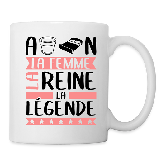 Mug blanc Apolline rébus – La femme, la reine, la légende - blanc