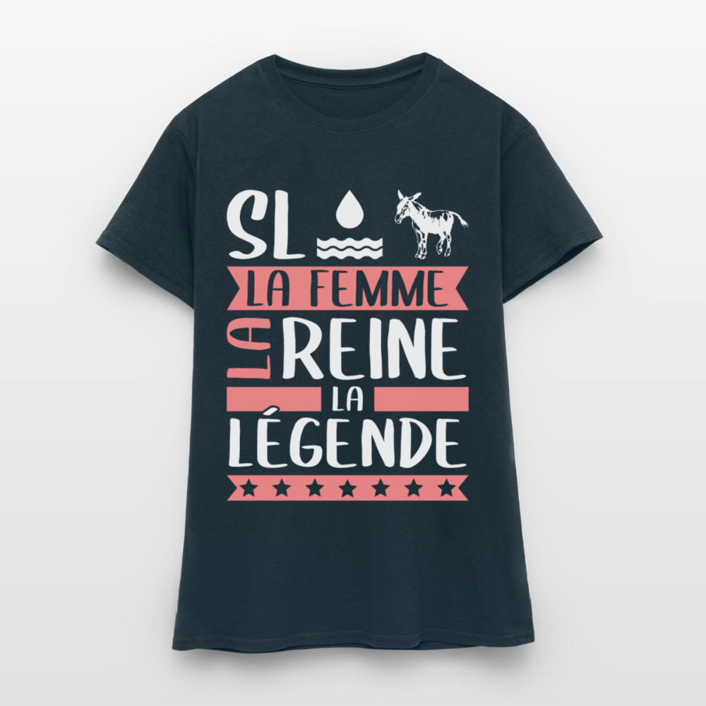 T-shirt femme Sloane rébus – La femme, la reine, la légende - marine