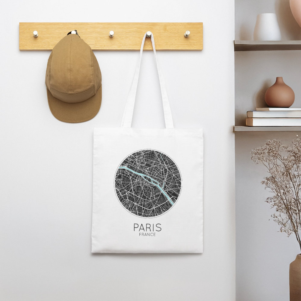 Tote Bag Paris Bio Coloris Clair – Plan de Paris - blanc