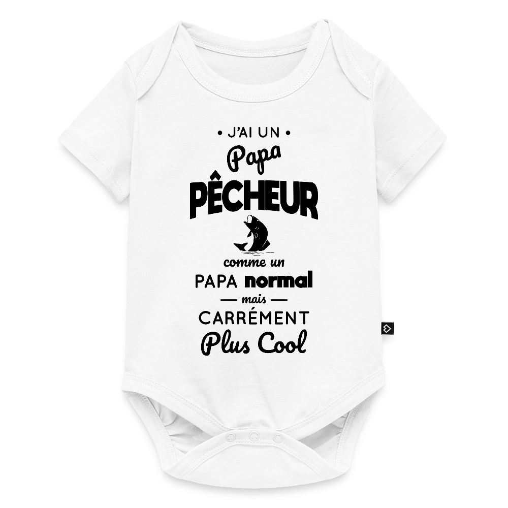 Body Bébé bio manches courtes - J'ai un papa pêcheur - blanc