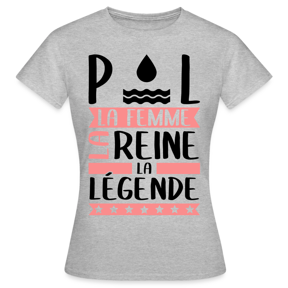 T-shirt femme coloris clair Paule rébus – La femme, la reine, la légende - gris chiné