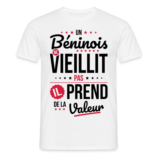 T-shirt Homme - Un Béninois ne vieillit pas - blanc