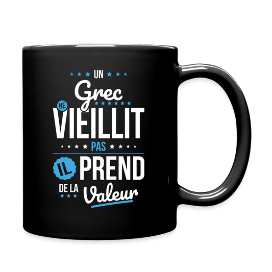 Mug uni - Un Grec ne vieillit pas - noir