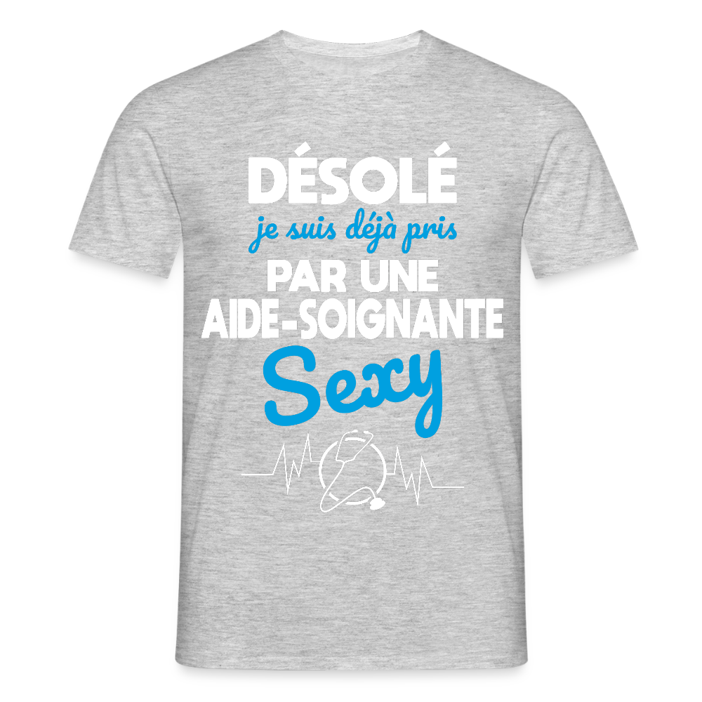 T-shirt Homme - Je suis déjà pris par une aide-soignante sexy - gris chiné