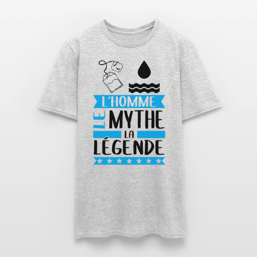 T-shirt homme coloris clair Théo en rébus – L’homme, le mythe, la légende - gris chiné