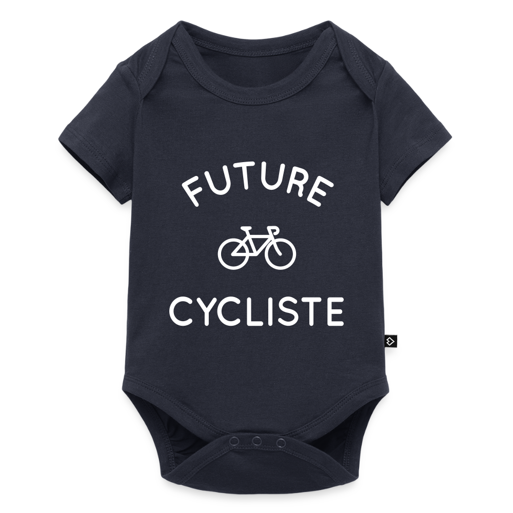 Body Bébé bio manches courtes - Future cycliste - bleu marine